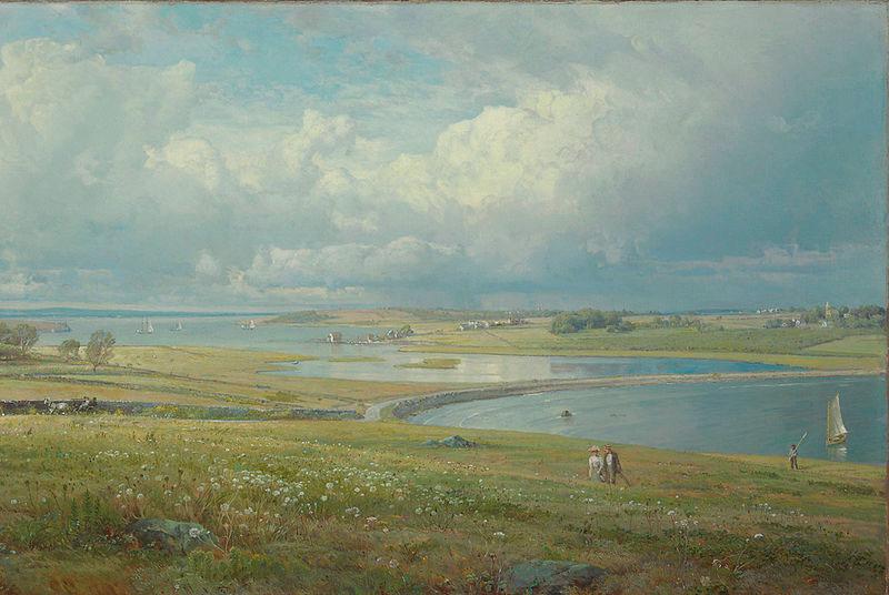 William Trost Richards Mackerel Cove, Jamestown, Rhode Island, oil on canvas painting by William Trost Richards, laid down on masonite oil painting image
